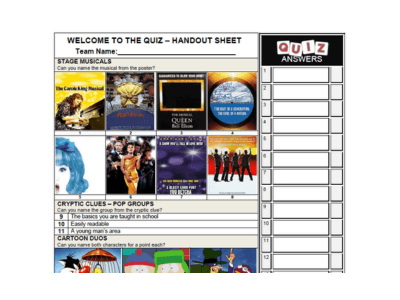 Pub Quiz Handout